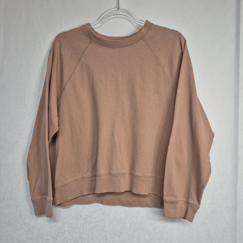 Everlane Womens Size Large Organic Cotton Raglan Sweatshirt Tan Brown